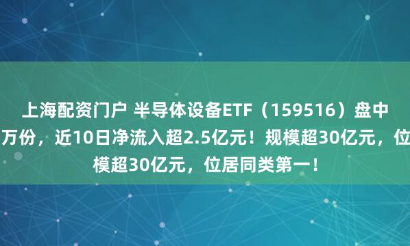 上海配资门户 半导体设备ETF（159516）盘中净流入1000万份，近10日净流入超2.5亿元！规模超30亿元，位居同类第一！